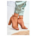 Semišové dámské sandály hnědé barvy na stabilním podpatku