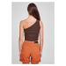 Dámský top // Urban Classics / Ladies Cropped Asymmetric Top brown