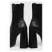 Kožené kotníkové boty Karl Lagerfeld STAK HEEL II dámské, černá barva, na podpatku, KLJ93140