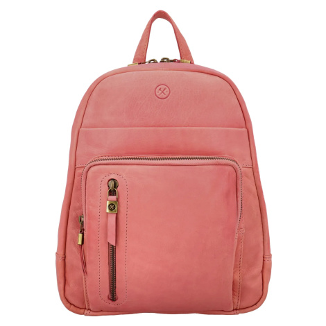 Hide & Stitches Růžový malý prošivaný batoh z pravé kůže "Racio" 5L