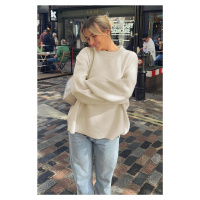 Madmext Ecru Crew Neck Oversize Knitwear Sweater