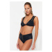 Trendyol X Moeva Black Zipper Detailed High Waist Bikini Bottom