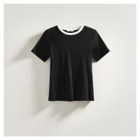 Reserved - Tričko s kontrastním lemováním - Černý
