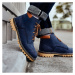 Vasky Hillside Blue - Dámské kožené kotníkové boty modré, se zateplením - podzimní / zimní obuv 