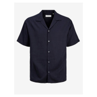 Tmavě modrá pánská košile s krátkým rukávem Jack & Jones Aaron - Pánské