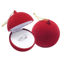 Dárková krabička na náušnice a prsten - červená vánoční koule, závěsná
