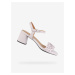 Světle růžové dámské kožené sandály na podpatku Geox Genziana