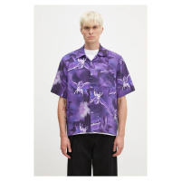 Košile Aries Pegasus Hawaiian Shirt pánská, fialová barva, relaxed, s klasickým límcem, AR401040