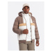 Colorful retro men's sports jacket - beige and white V2 OM-JALP-0175