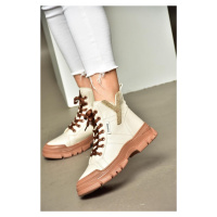 Fox Shoes R602085209 Beige/Tank Women's Boots With Stone Detail