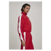 Ladies Short Striped Crinkle Track Jacket - red/wht