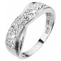 Evolution Group Stříbrný prsten s krystaly bílý 35041.1