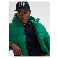 Zelená pánská prošívaná bunda s kapucí GAP