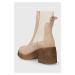Semišové kotníkové boty Charles Footwear Bea dámské, béžová barva, na podpatku, Bea.Boots.Sabbia