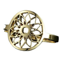 STYLE4 Prsten s nastavitelnou velikostí - květina v kruhu, zlatá ocel