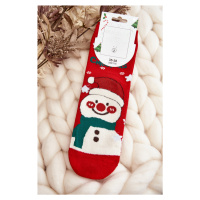 Dámské vánoční ponožky se sněhulákem červené