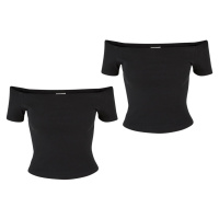 Dámské tričko Organic Off Shoulder Rib - 2 Pack černé+černé