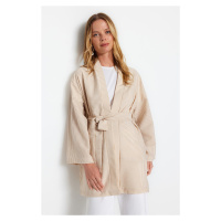 Trendyol Stone Belted Woven Seeer Pruhované kimono & Kaftan