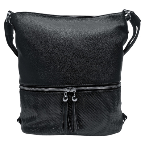 Střední černý kabelko-batoh 2v1 s třásněmi Nickie BELLA BELLY