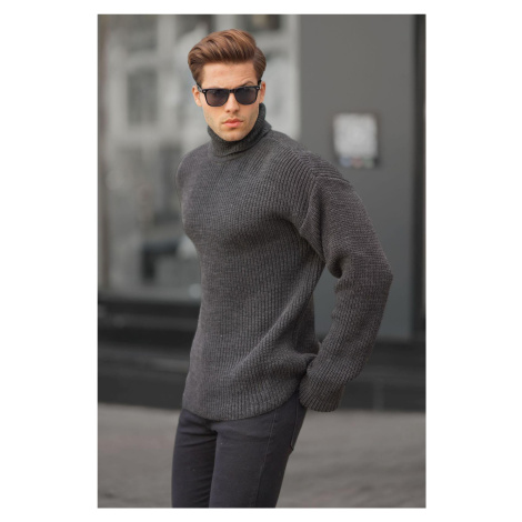 Madmext Anthracite Turtleneck Knitted Sweater 6858