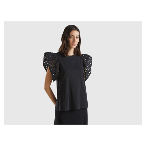 Benetton, T-shirt With Ruffled Sleeves United Colors of Benetton