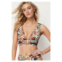 Trendyol Animal Patterned Triangle Bikini Top with Accessories