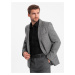 Ombre Men's casual jacket with decorative pin on lapel - grey melange