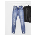 Bershka super skinny jeans with rips in blue