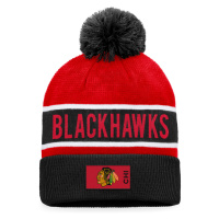 Chicago Blackhawks zimní čepice Authentic Pro Game & Train Cuffed Pom Knit Black-Athletic Red