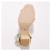 Blancheporte Páskové kožené sandály na podpatku zlatá