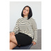 Trendyol Curve Beige Striped Regular/Normal Pattern Crew Neck Knitted Sweatshirt