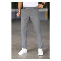 47676 Dewberry Italian Cut Elastic Fabric Mens Trousers-DARK GREY