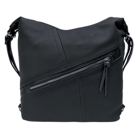Velký černý kabelko-batoh s šikmou kapsou