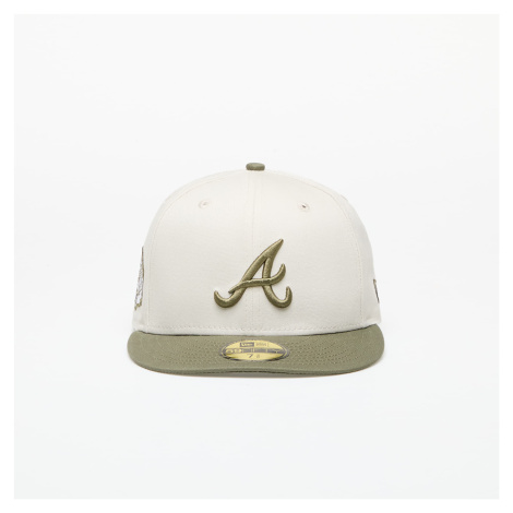 New Era Atlanta Braves MLB White Crown 59FIFTY Fitted Cap Ivory/ New Olive