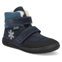 Barefoot dětské zimní boty Jonap - Jerry tmavě modré vločka