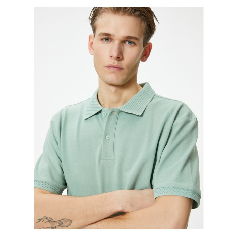 Koton Collar T-Shirt Buttoned Slim Fit Short Sleeve