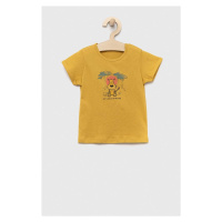 Bavlněné dětské tričko United Colors of Benetton žlutá barva