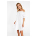 Trendyol White Carmen Collar Voile Beach Dress