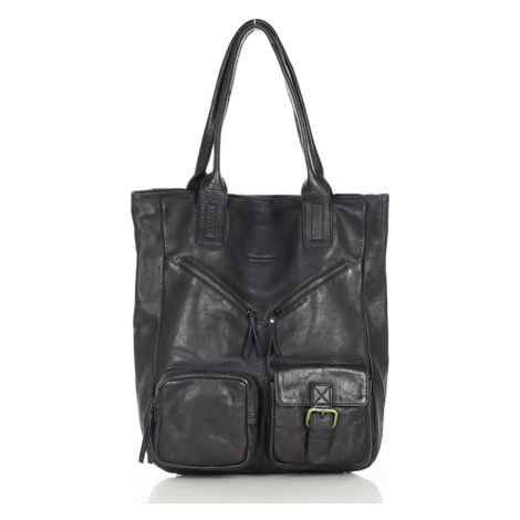 Kožená shopper bag kabelka Mazzini VS31 černá Marco Mazzini handmade