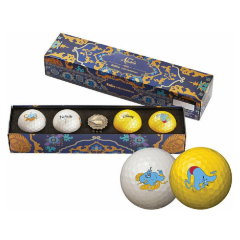 Volvik Solice Disney 4 Pack Golf Balls Aladdin Plus Ball Marker White/Gold