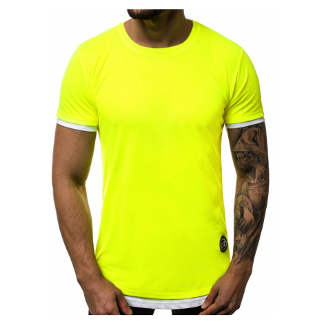 Ozonee Stylové neónově žluté prodloužené tričko O/1261X
