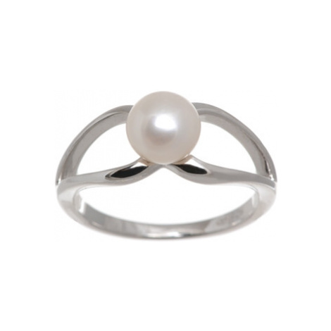 Stříbrný prsten s pravou perlou a čirým zirkonem SVLR0236SH8P1 JVD