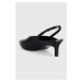 Kožené lodičky Calvin Klein HW0HW01345 GEO STIL SLINGBACK PUMP 50 černá barva, s odkrytou patou