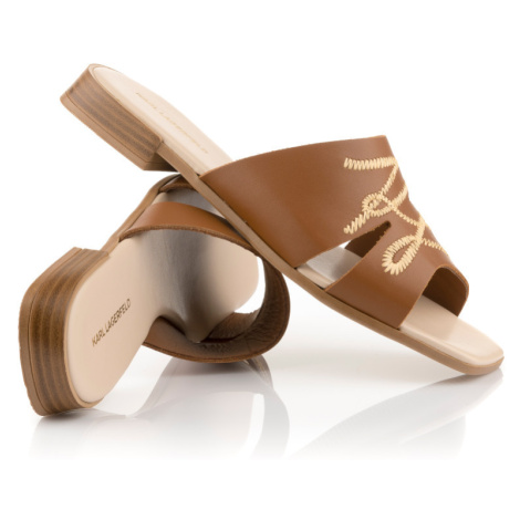 Pantofle karl lagerfeld petalo whipstitch slide tan lthr