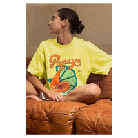 Madmext Yellow Printed Oversized T-Shirt