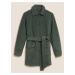 Zelený dámský kabát s páskem a límcem Marks & Spencer