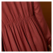 Blancheporte Jednobarevné dlouhé šaty s volánovým spodním lemem terakota