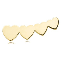 Jednodílné náušnice ze žlutého zlata 585 - zmenšující se srdce, puzeta