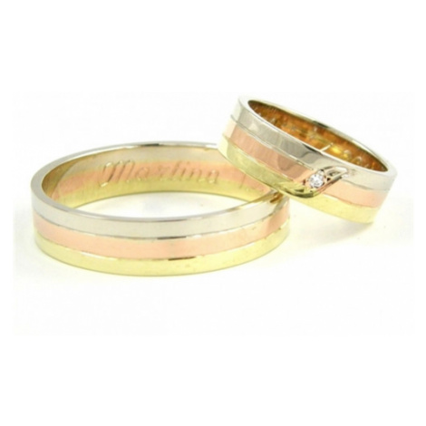 Snubní prsteny zlaté 0064 trojbarevné + DÁREK ZDARMA