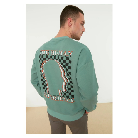 Trendyol Oversize/Wide-Fit Crew Neck Long Sleeve Sci-Fi Printed Cotton Sweatshirt
